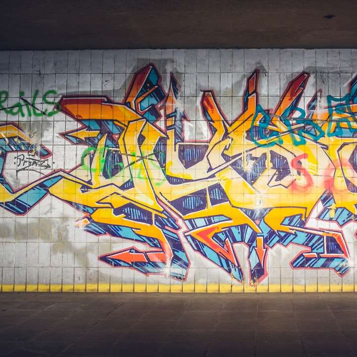 graffiti jaune bleu et rouge puzzle coulissant en ligne