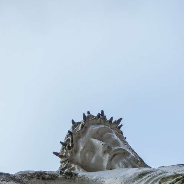 сива бетонова статуя на дракон върху бяла скала онлайн пъзел