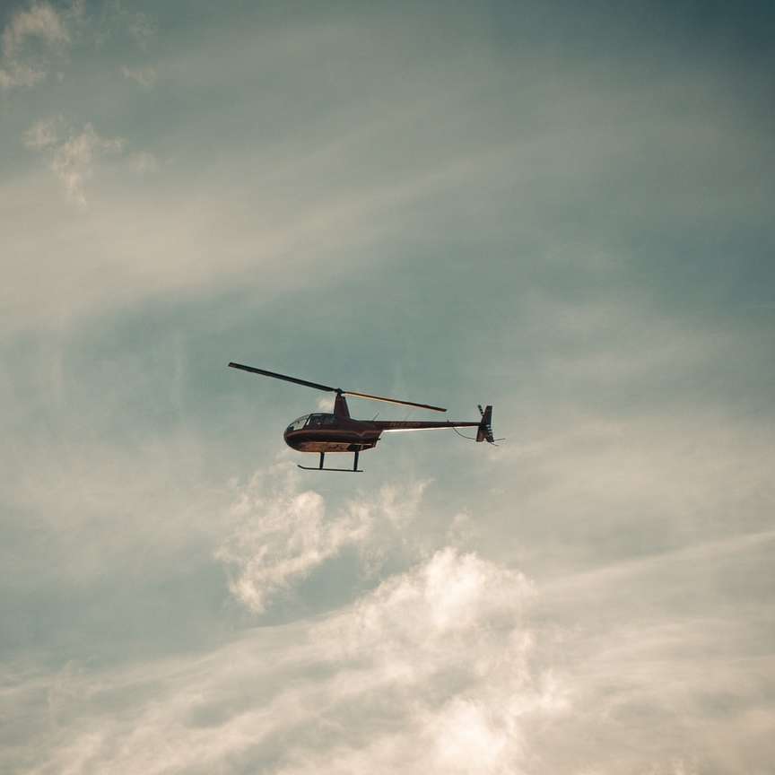 Ασπρόμαυρο αεροπλάνο που πετούν κάτω από τον μπλε ουρανό online παζλ