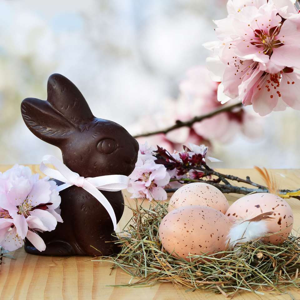Lepre e uova al cioccolato puzzle scorrevole online