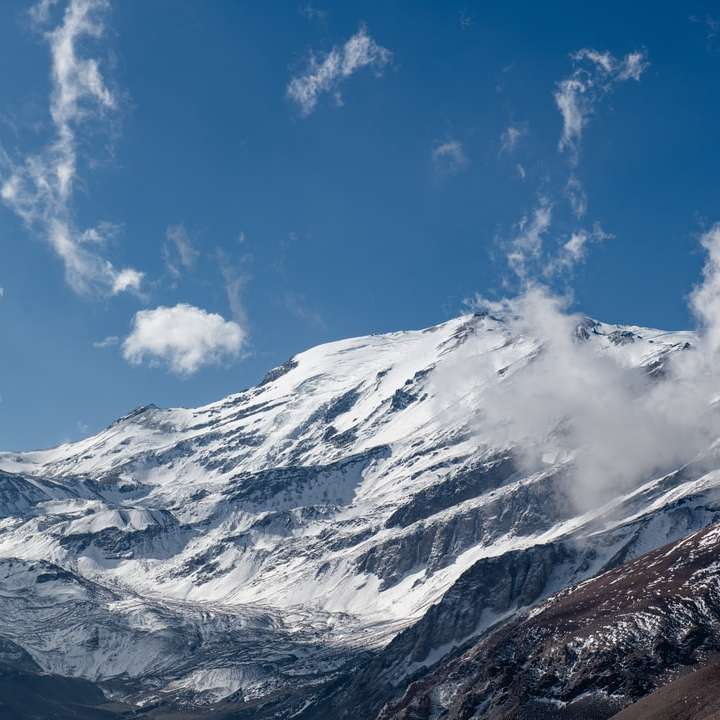 Sneeuw bedekt berg onder blauwe hemel overdag online puzzel