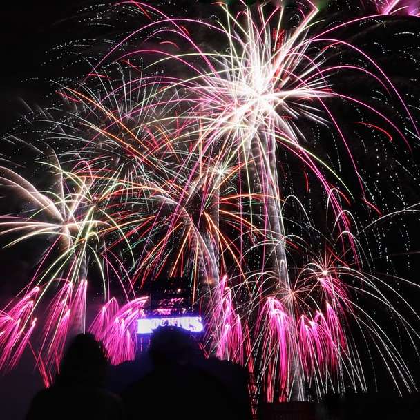 Esposizione dei fuochi d'artificio durante la notte puzzle online