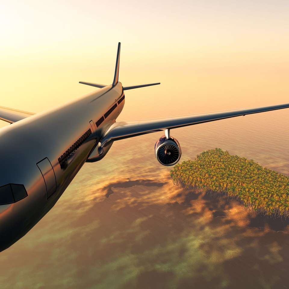 Vliegtuig over het eiland schuifpuzzel online