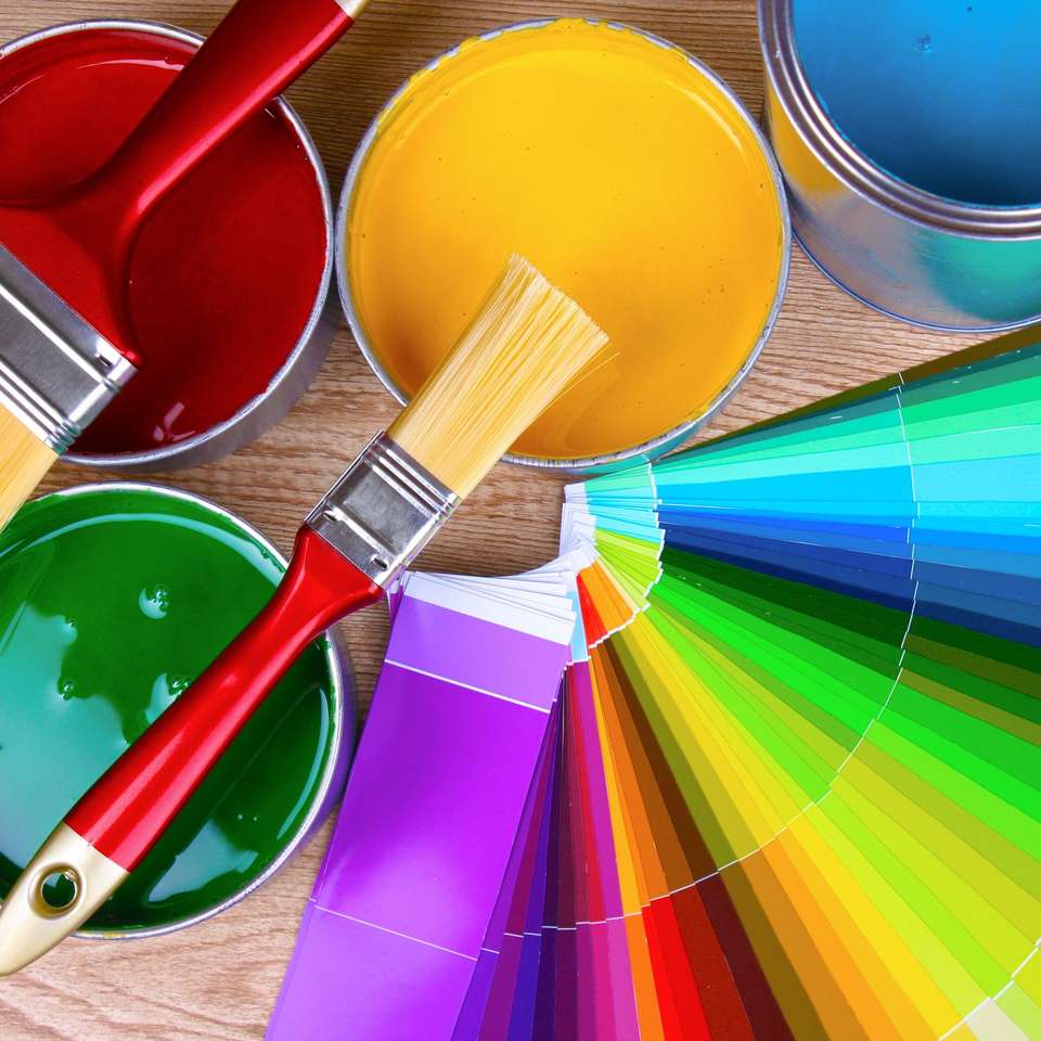 Kolorowe farby puzzle przesuwne online