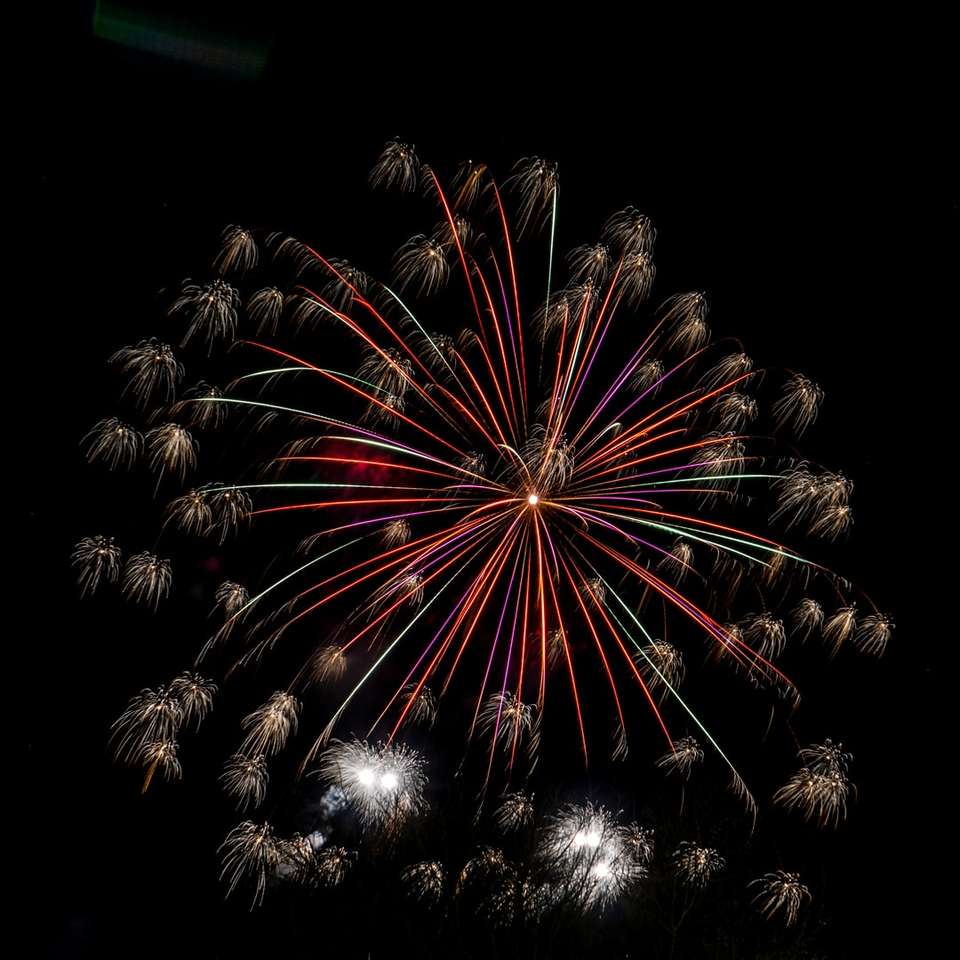 Esposizione fuochi d'artificio rossi e bianchi durante la notte puzzle scorrevole online
