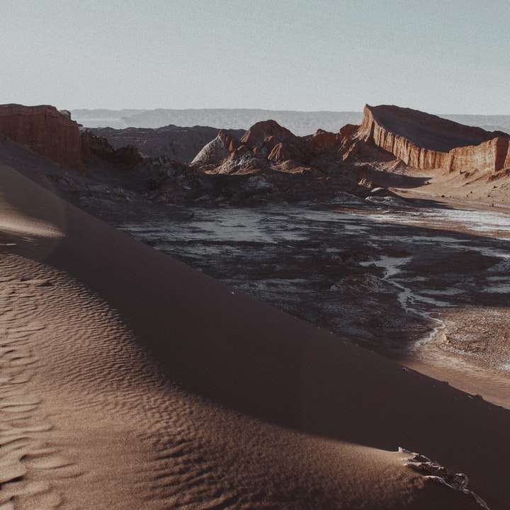 brun sand nära vattenkroppen under dagtid glidande pussel online