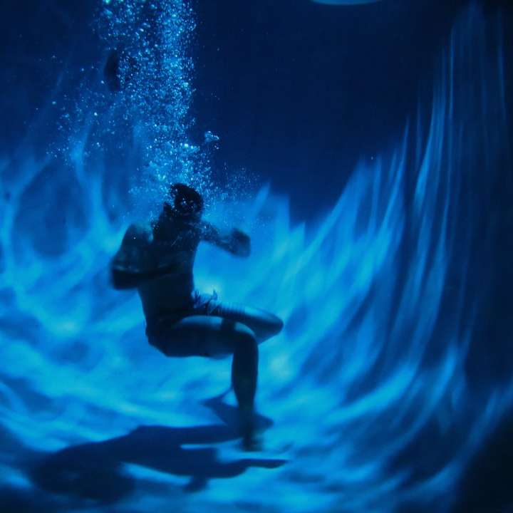 水中で黒いウェットスーツの男 オンラインパズル