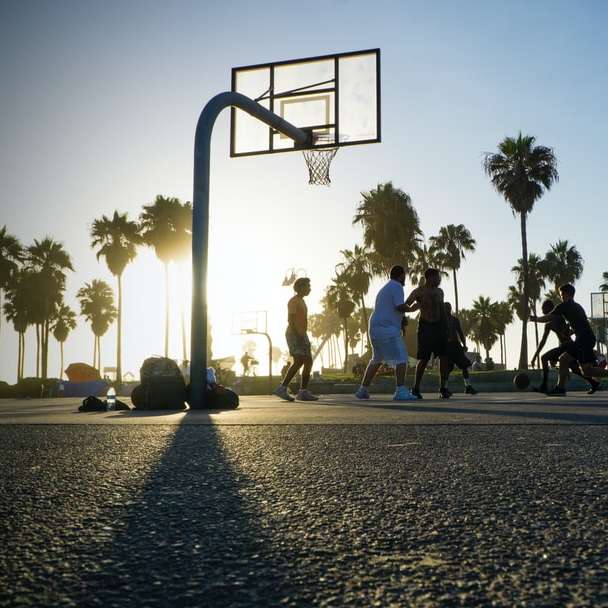 Leute, die tagsüber auf dem Basketballplatz spazieren gehen Online-Puzzle