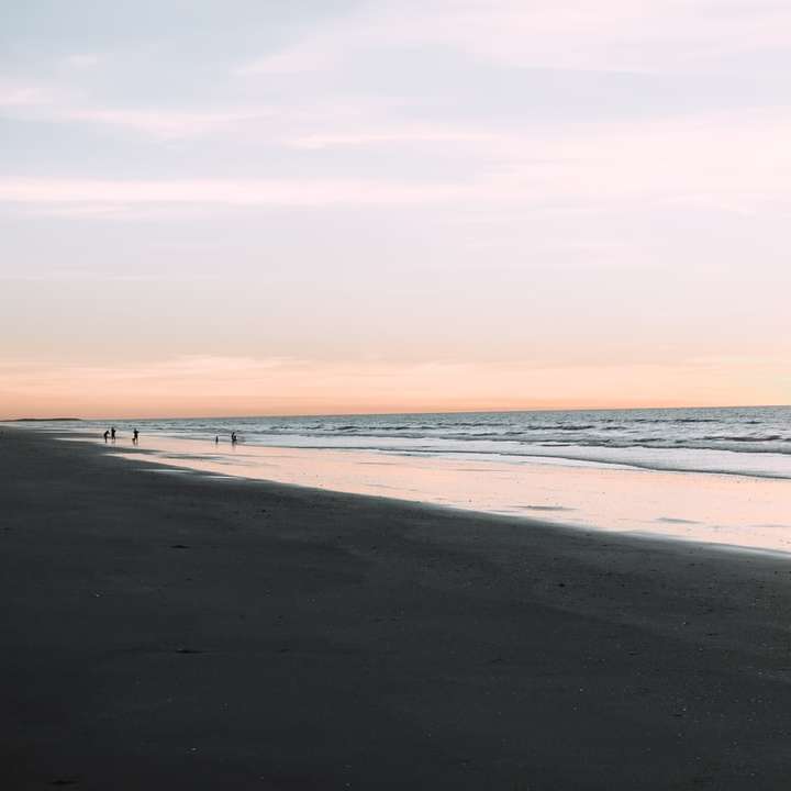 emberek sétálnak a tengerparton napközben online puzzle