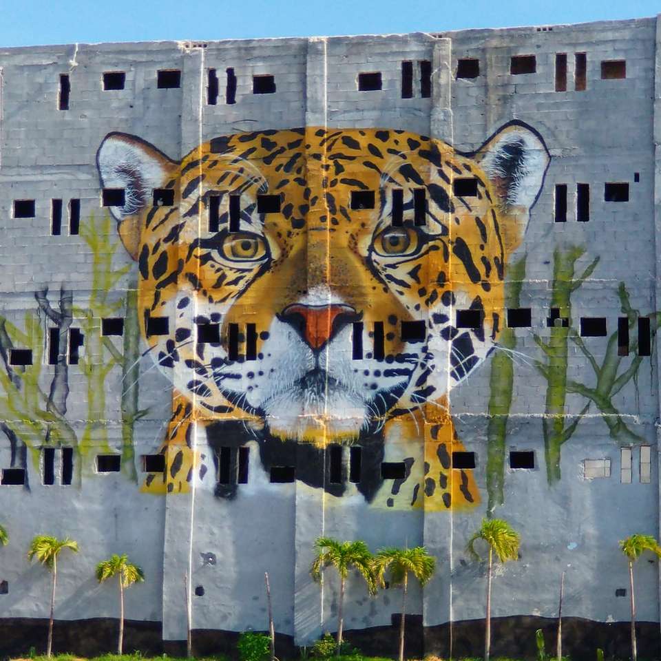 καφέ και μαύρο γκράφιτι τίγρης συρόμενο παζλ online