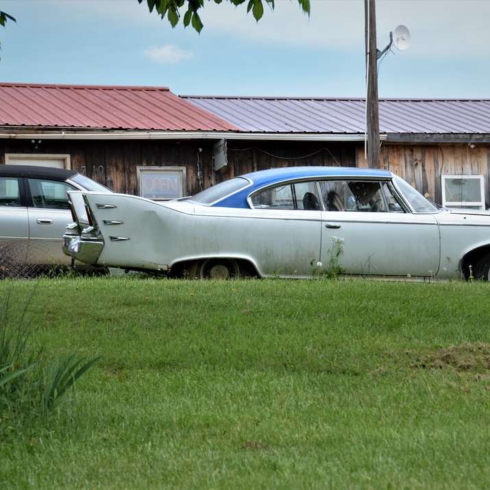 sedan alb parcat pe un câmp de iarbă verde în timpul zilei alunecare puzzle online