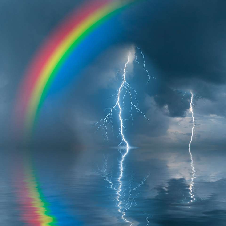Regenbogen, Gewitter und Blitz Online-Puzzle