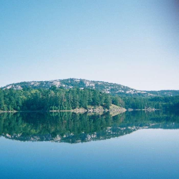 copaci verzi din apropierea lacului sub cerul albastru în timpul zilei puzzle online