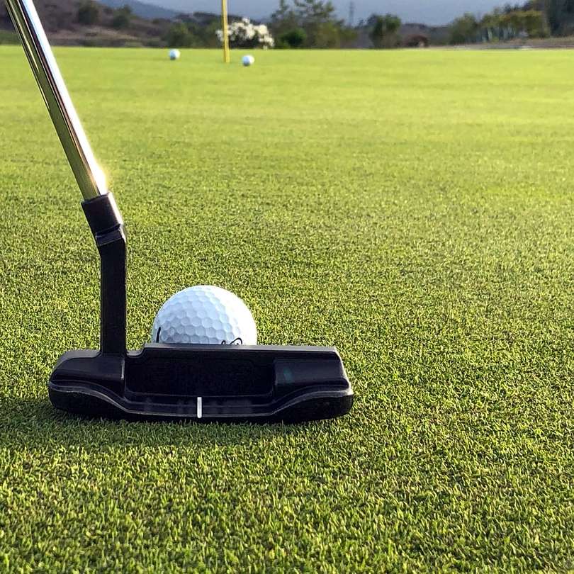 Pelota de golf blanca sobre campo de hierba verde puzzle deslizante online