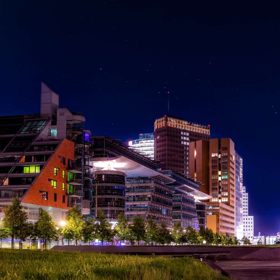 clădirile orașului în timpul nopții puzzle online