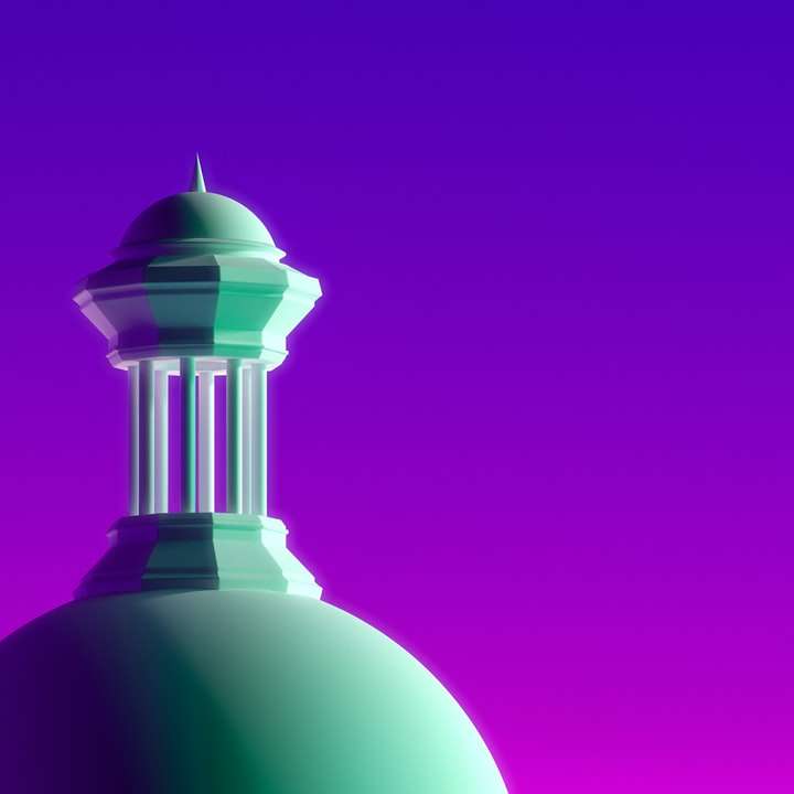 paarse en witte toren met blauwe achtergrond schuifpuzzel online