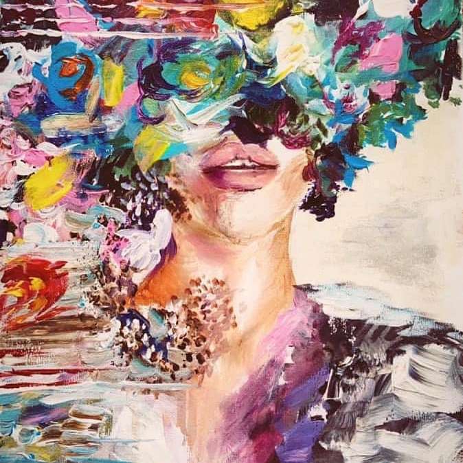 barevný portrét ženy posuvné puzzle online