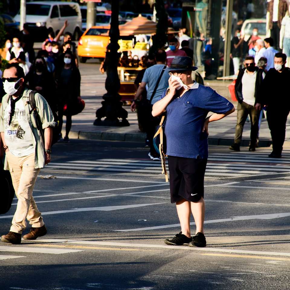 people walking on pedestrian lane during daytime sliding puzzle online