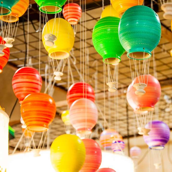 multicolored ceramic jars hanging on ceiling sliding puzzle online