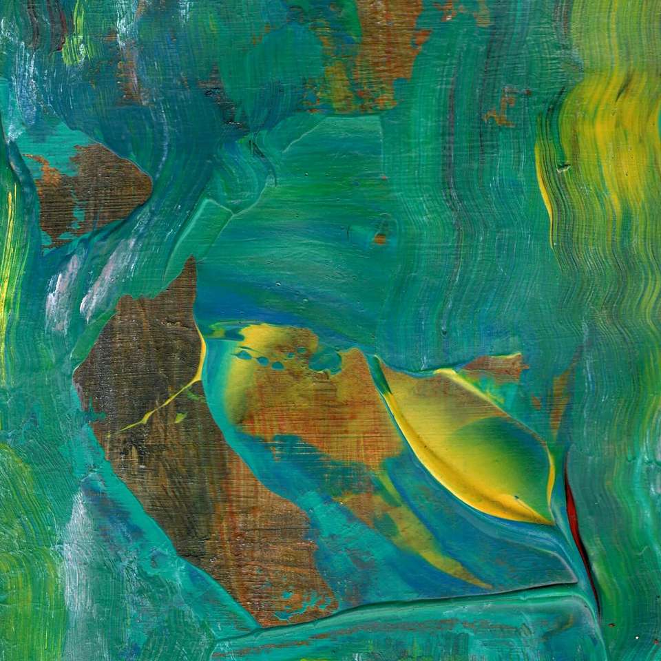 groen en geel abstract schilderij schuifpuzzel online