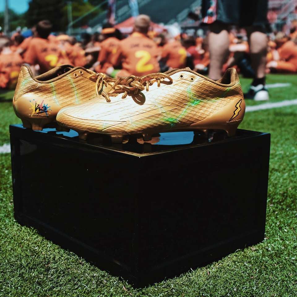 pair of brown cleats on box online puzzle