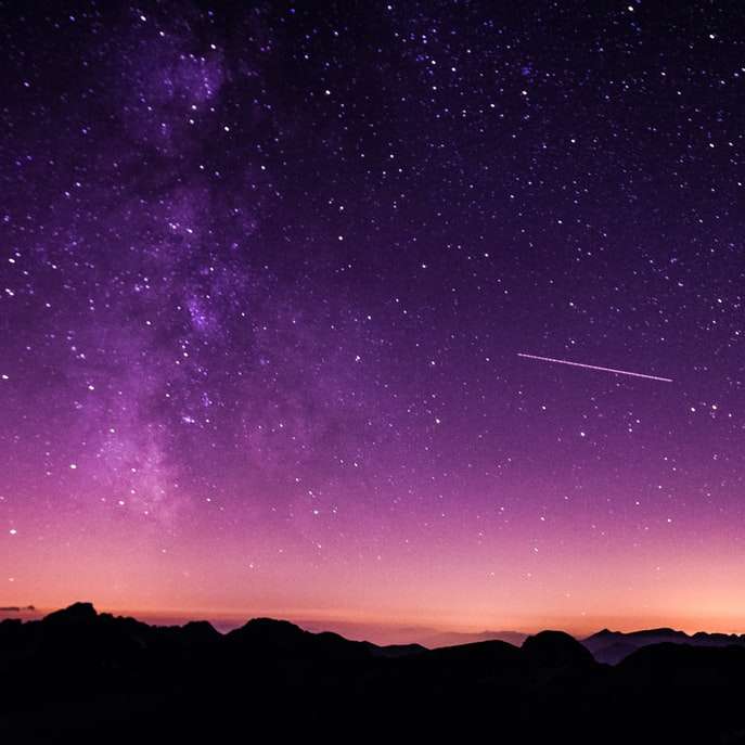 silueta fotografie hory během noční doby online puzzle