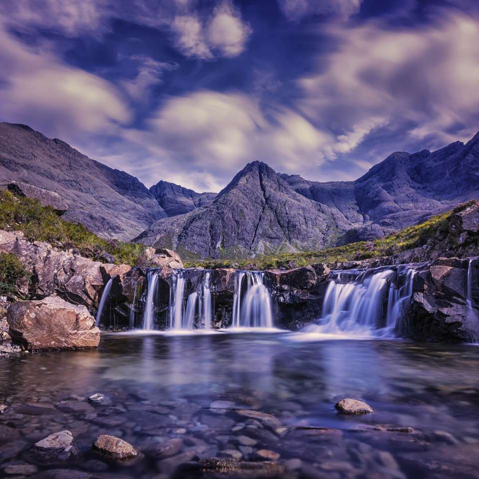 waterfalls under cloudy sky online puzzle