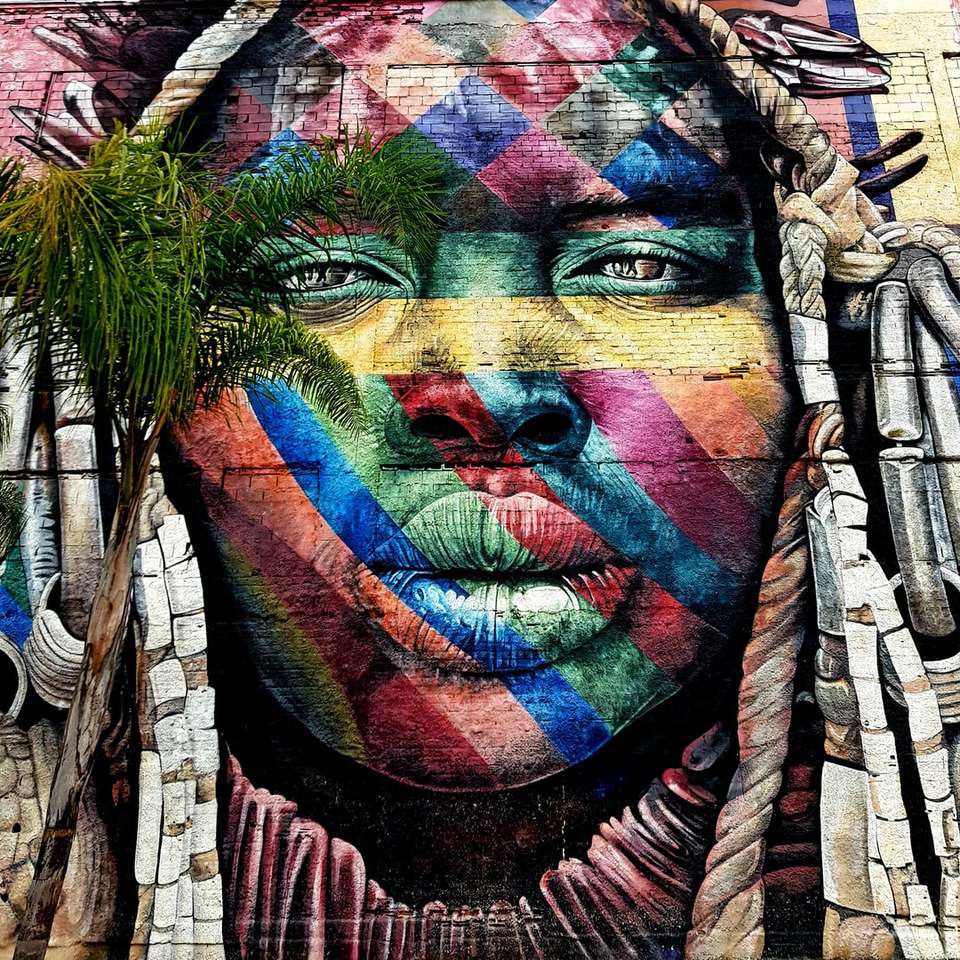 різнокольорове людське обличчя фарбою мистецтва в денний час онлайн пазл