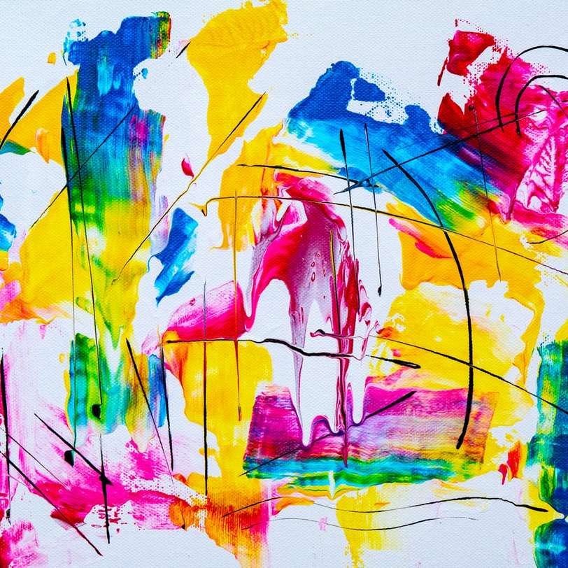 assorted-color paint strokes artwork sliding puzzle online