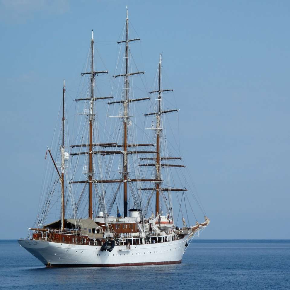 λευκό πλοίο στο γαλάζιο ωκεάνιο νερό κατά τη διάρκεια της ημέρας online παζλ