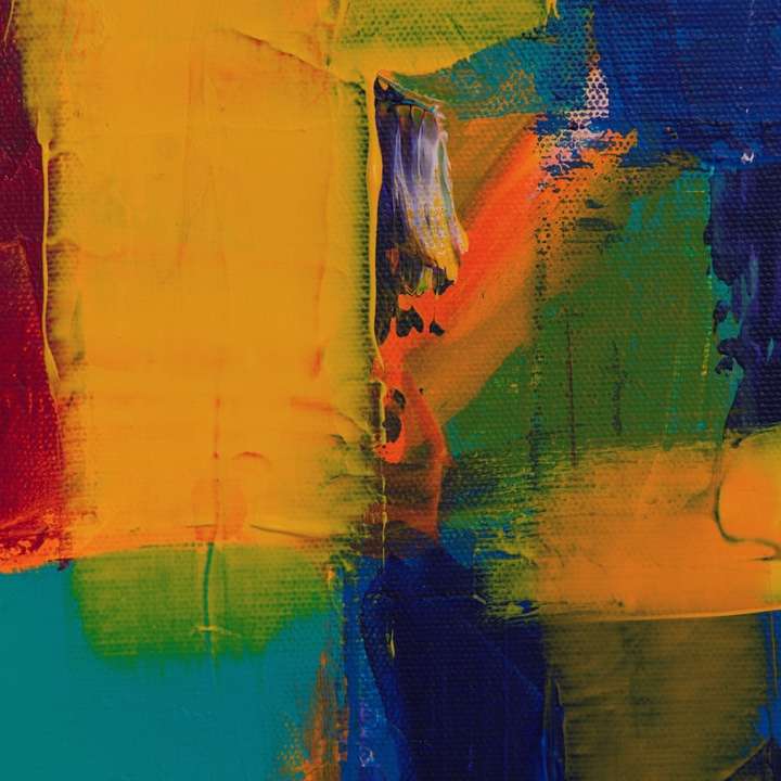 gelbe blaue und rote abstrakte Malerei Online-Puzzle