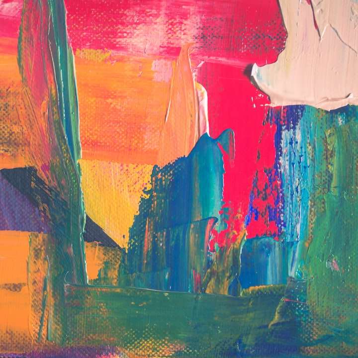 pintura abstracta verde, amarilla y roja rompecabezas en línea