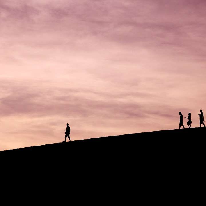 Silhouette von Menschen auf einem Hügel Online-Puzzle
