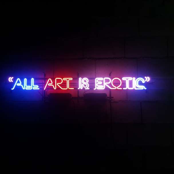 Toată arta este semnalizare erotică cu neon pe peretele de cărămidă alunecare puzzle online
