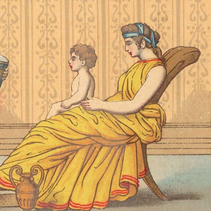 Frau im gelben Kleid sitzt auf Stuhl Schiebepuzzle online
