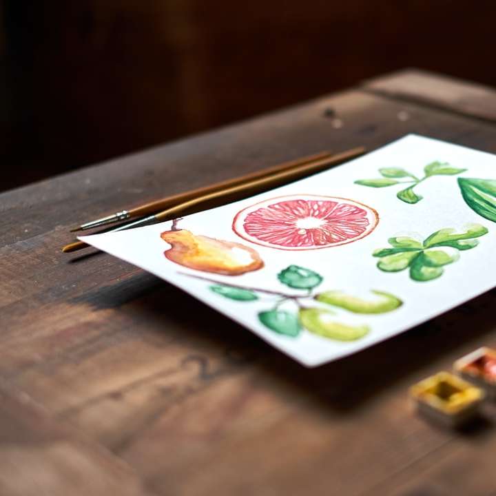 verscheidenheid aan fruit schilderen op tafel online puzzel