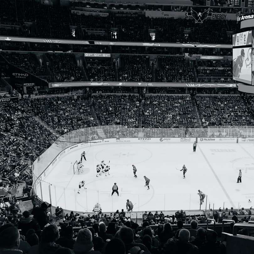 Jugadores de hockey sobre hielo en la arena de hockey sobre hielo rompecabezas en línea