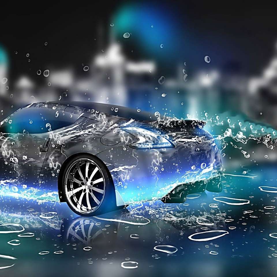 Auto v dešti online puzzle
