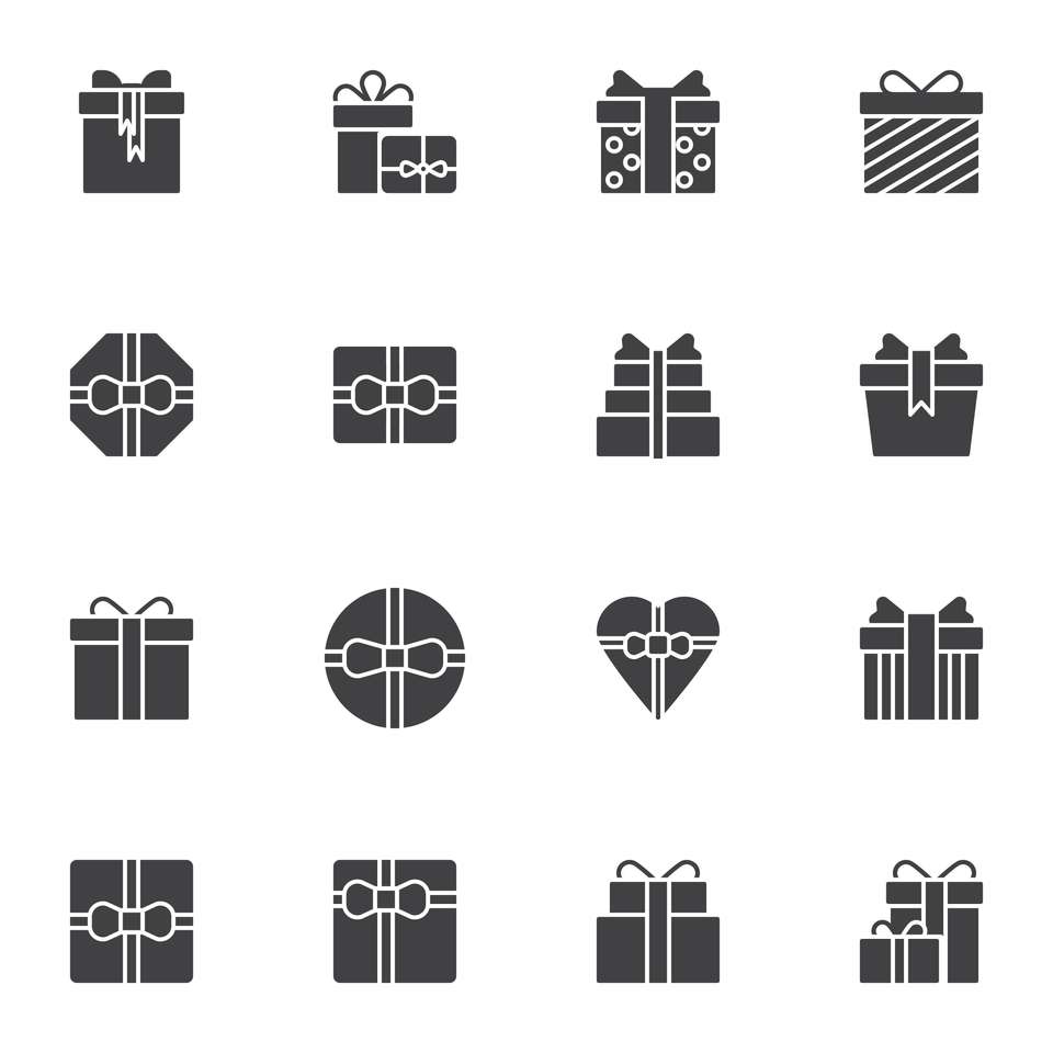 Gifts icons set sliding puzzle online