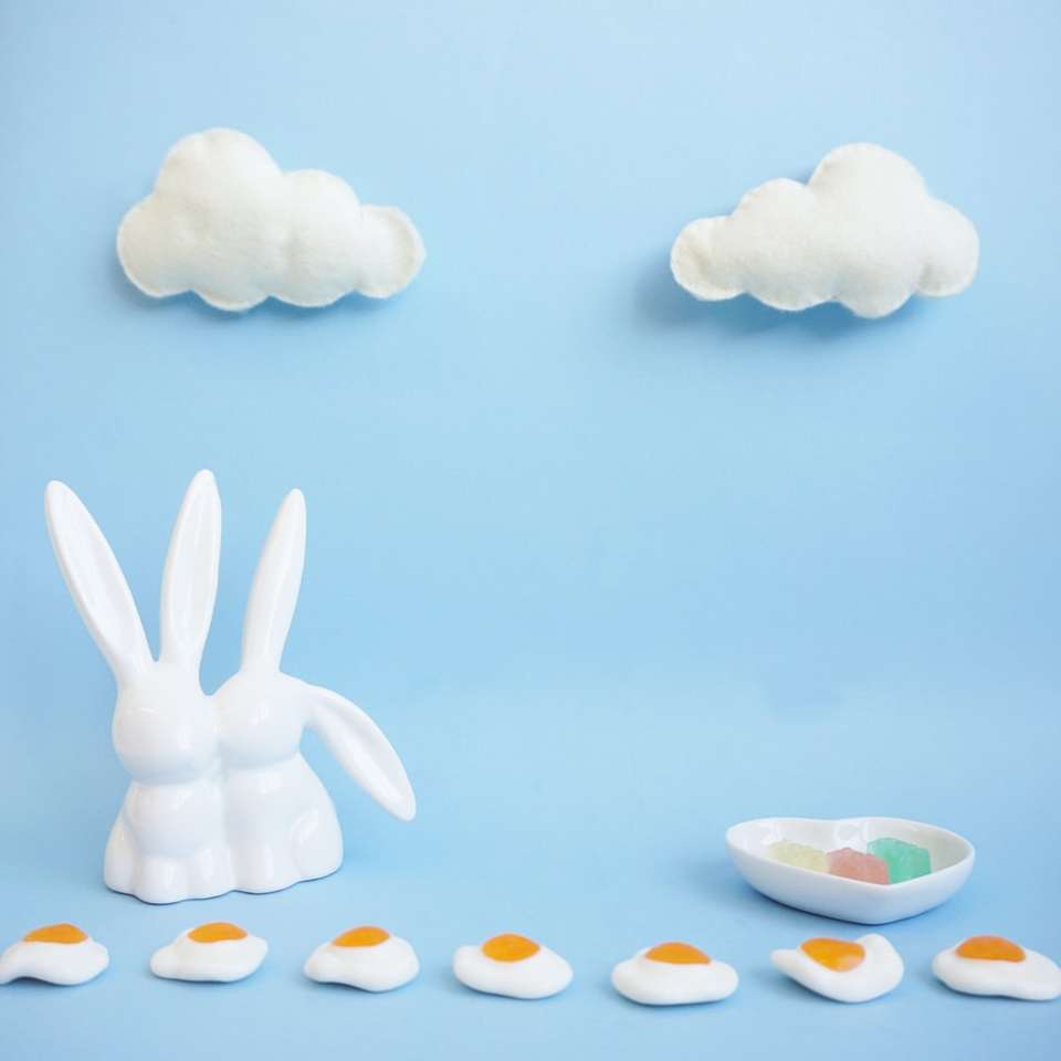 figurine de deux lapins blancs puzzle en ligne