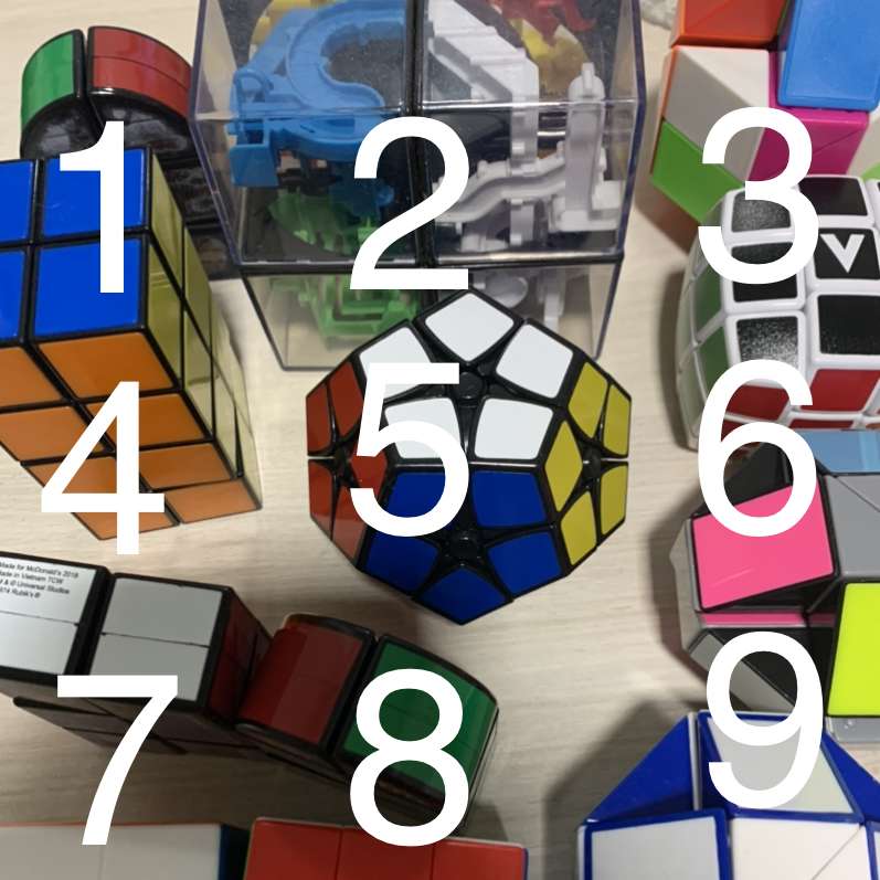 A collection of Rubik's cubes (with numbers) sliding puzzle online