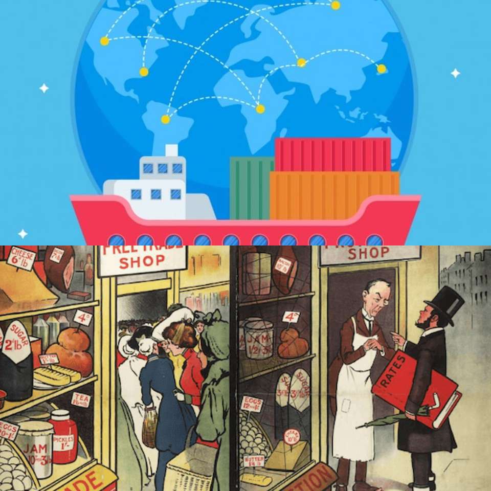 Entre o livre comércio e o protecionismo puzzle deslizante online