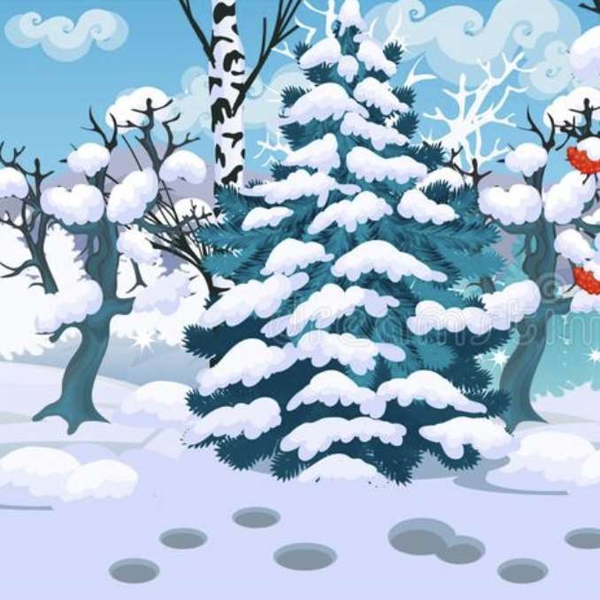 Träd på vintern glidande pussel online