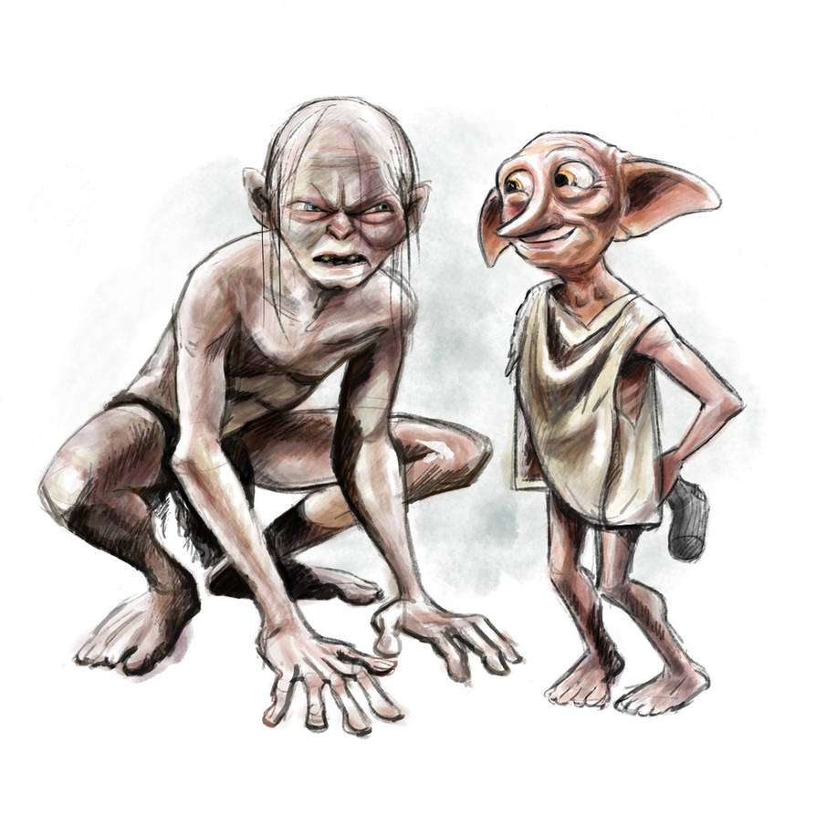 Gollum och Dobby glidande pussel online
