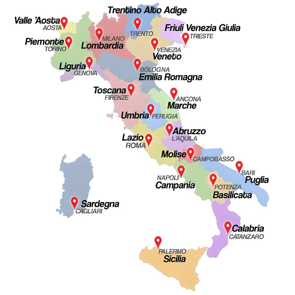 Регионы Италии раздвижная головоломка онлайн