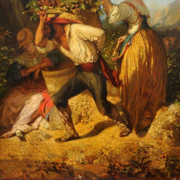 'Gathing Fruit' av Henri Charles Antoine Baron glidande pussel online