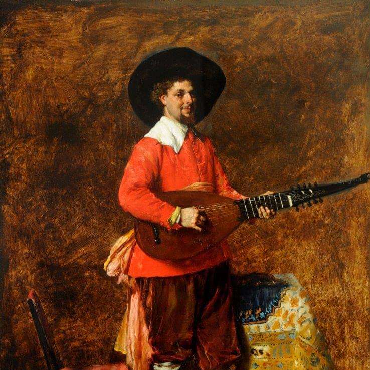 'Cavalier with a Mandolin' by F Roybet online puzzle