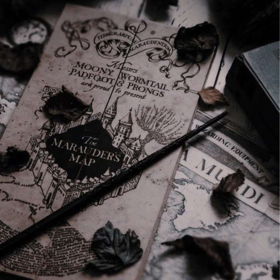 Вторая иллюстрация к книге Гарри Поттер. Карта Мародёров (с волшебной палочкой)