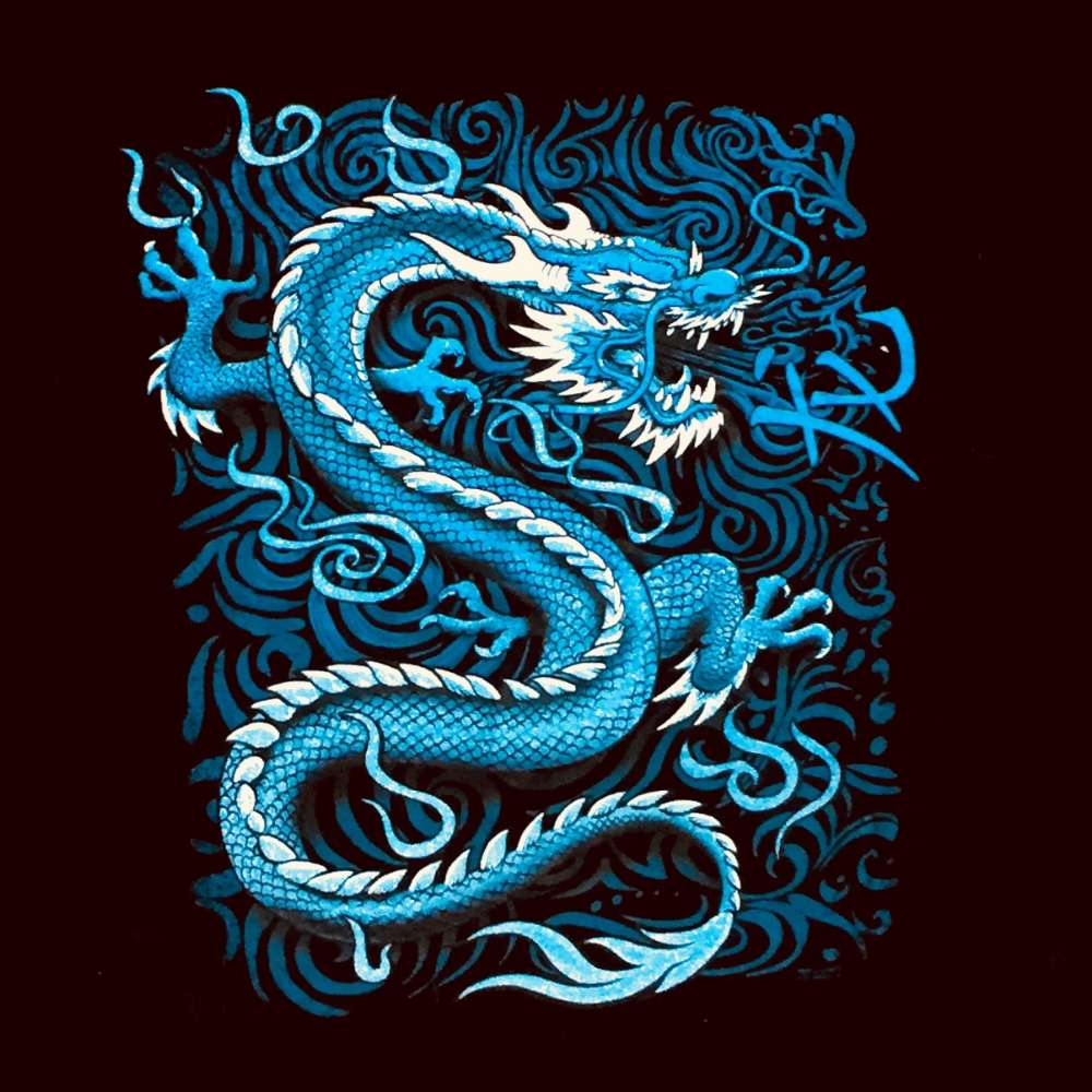 Dragón azul chino puzzle przesuwne online
