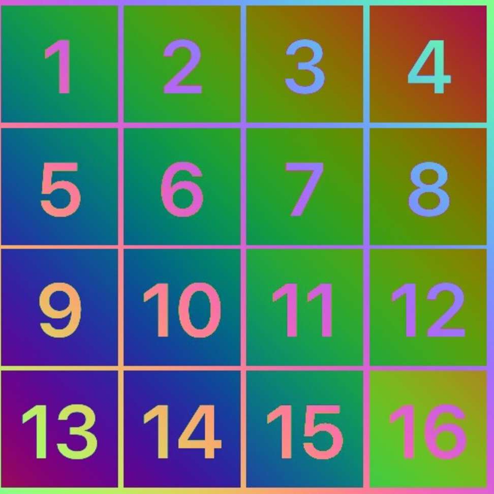 Colourful 15 puzzle online puzzle